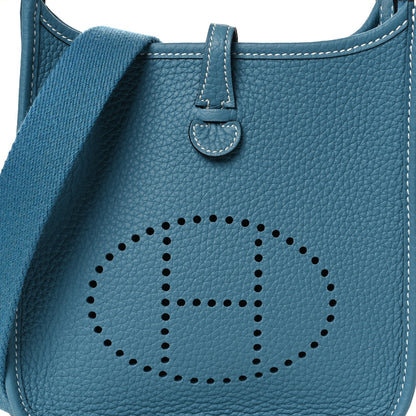 Hermes Taurillon Clemence Evelyne TPM New Blue Jean 8 of 11