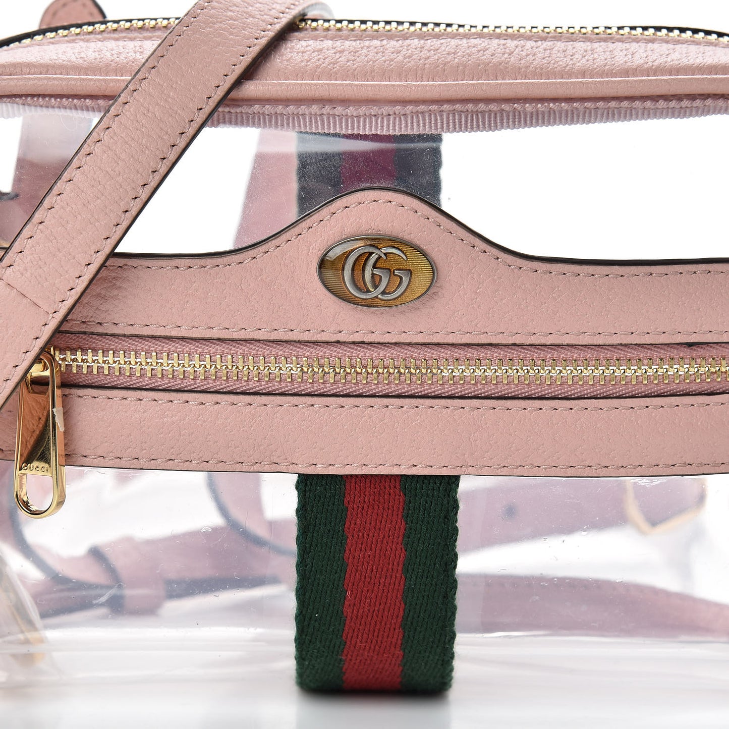 Vinyl Web Mini Ophidia Transparent Shoulder Bag Perfect Pink