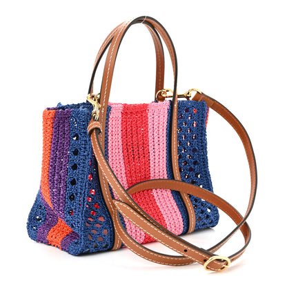Gucci Raffia Web Woven Small Interlocking G Tote Blue Multicolor 3 of 9