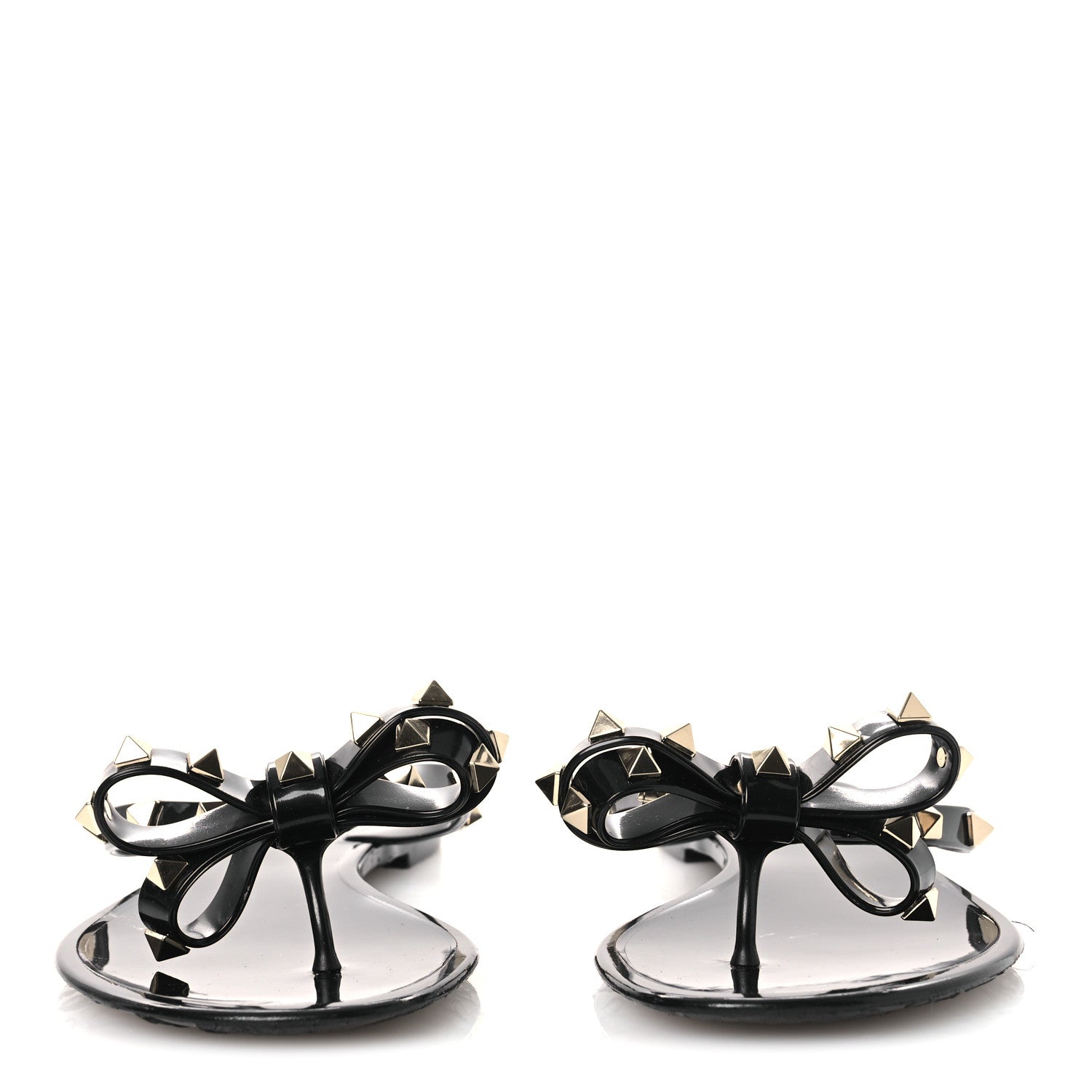 Valentino Garavani PVC Jelly Rockstud Bow Thong Sandals 38 Black 3 of 9