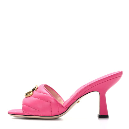 Gucci Nappa Matelasse GG Marmont 75mm Slide Sandals 37 Box Pink 1 of 9