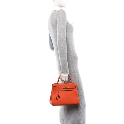 Hermes Togo Kelly Retourne 28 Orange 2 of 11