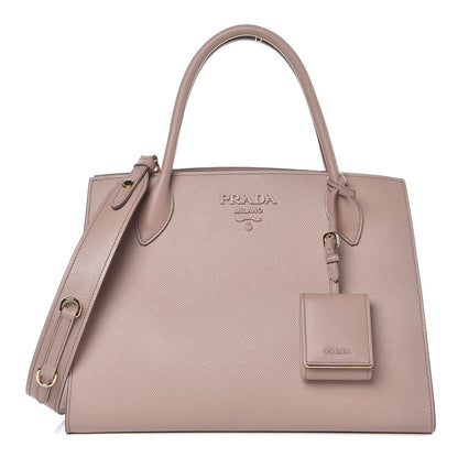 Prada Saffiano Cuir Calfskin Medium Monochrome Top Handle Tote Cipria 1 of 6