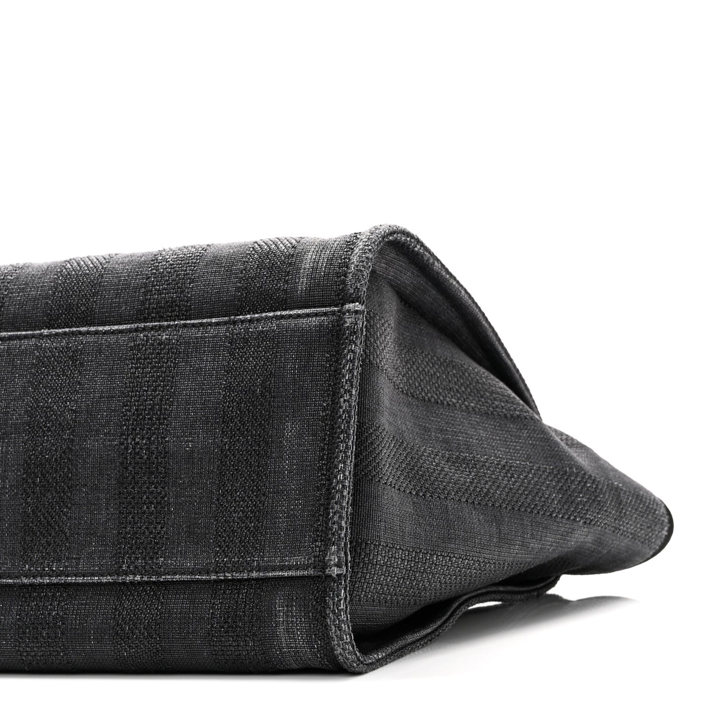 Mixed Fibers Calfskin Striped Medium Deauville Tote Black