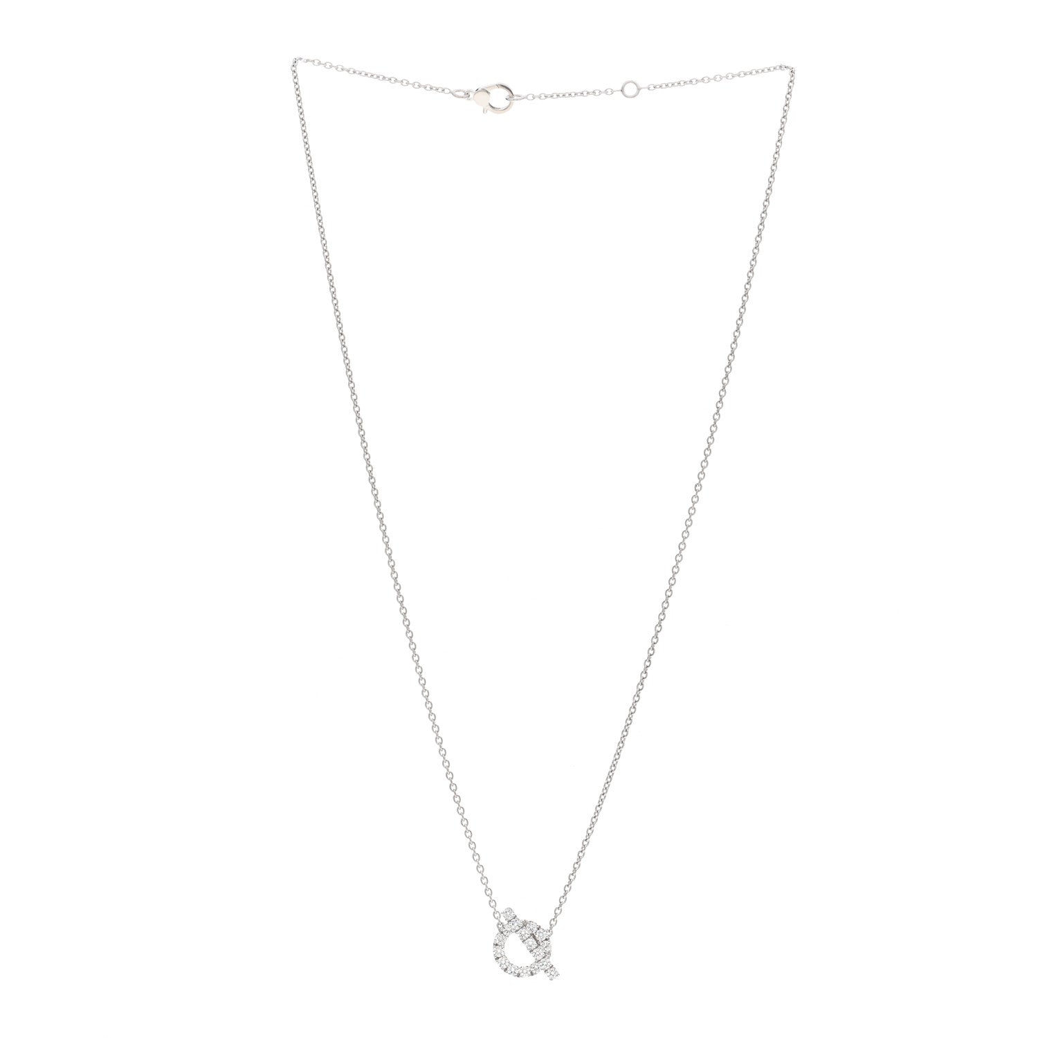 Hermes 18K White Gold Diamond Finesse Pendant Necklace 3 of 5
