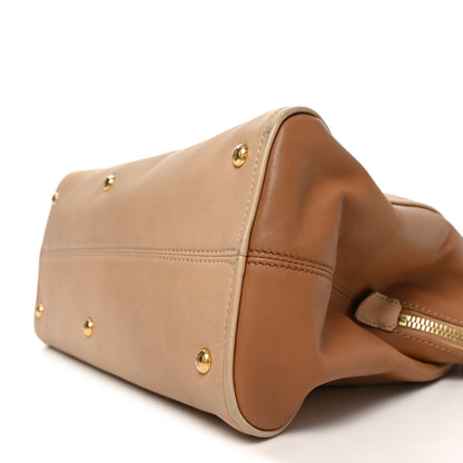 Fendi Capra Vitello Dolce Marmol Colorblock Large Chameleon Tote Cipria Makeup Camel 10 of 10