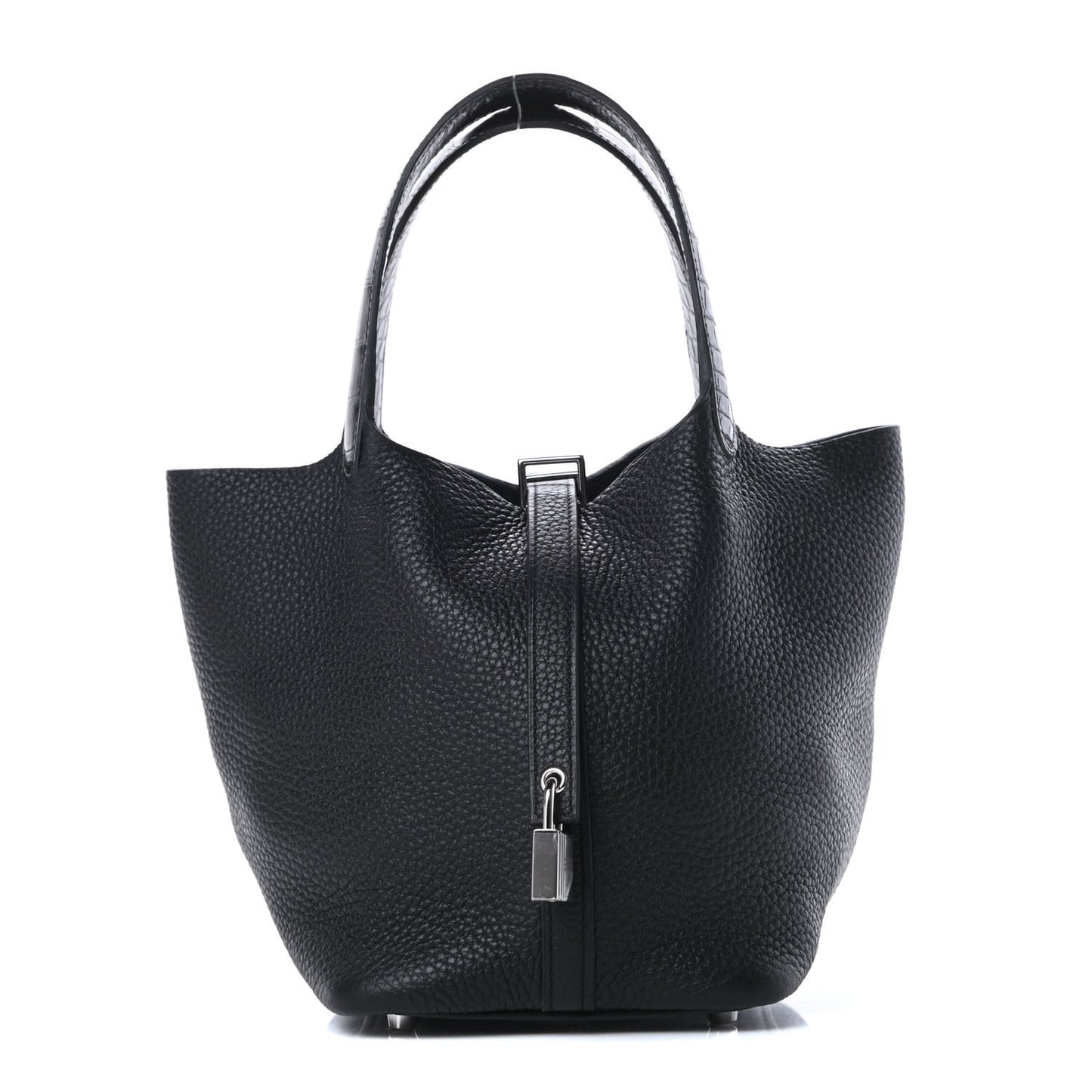 Taurillon Clemence Matte Alligator Picotin Lock Touch 18 PM Black