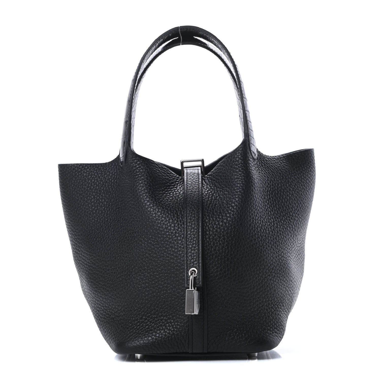 Hermes Taurillon Clemence Matte Alligator Picotin Lock Touch 18 PM Black 1 of 11