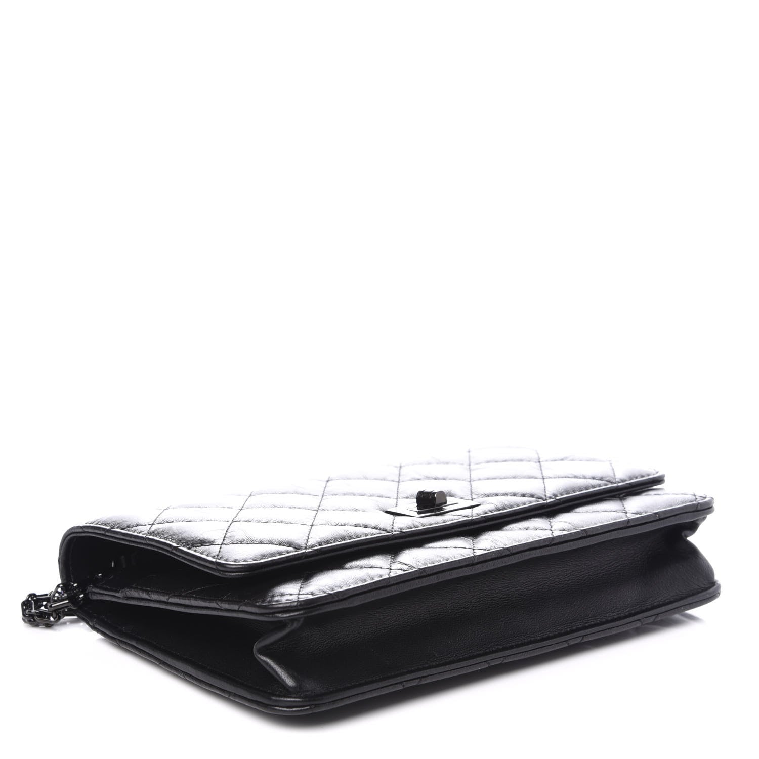 Chanel Aged Calfskin Quilted Reissue Wallet On Chain WOC So Black 4 of 9