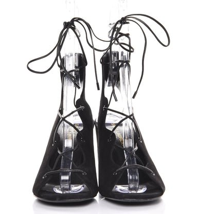 Saint Laurent Suede Babies Lace Up Sandal 36 Black 2 of 10