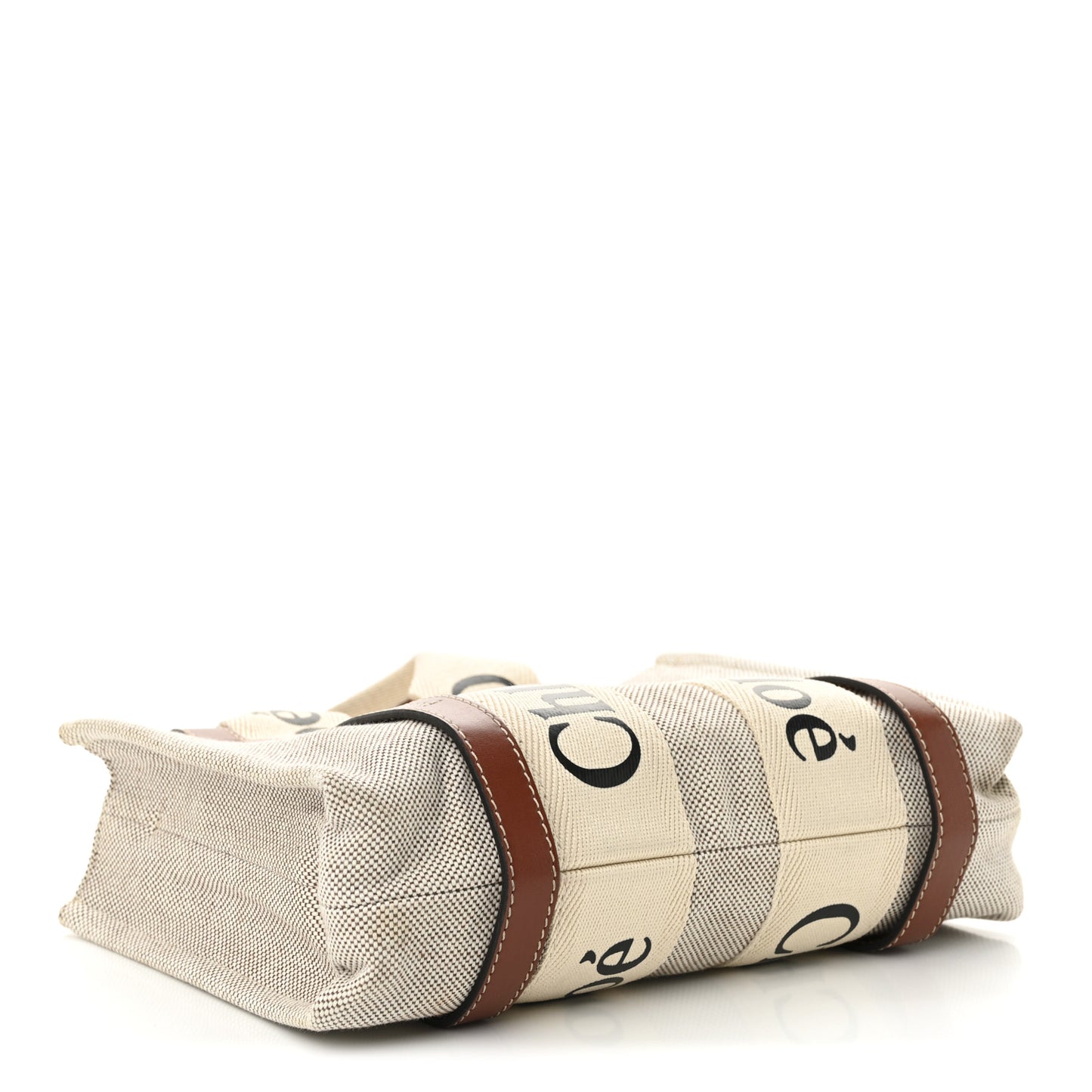 Cotton Calfskin Small Woody Ribbon Tote With Strap White Brown