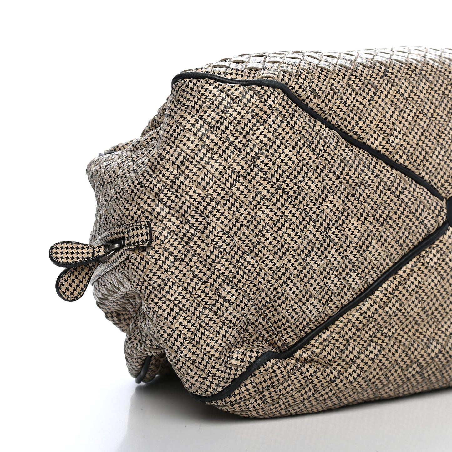 Nappa Intrecciato Satchel Black White