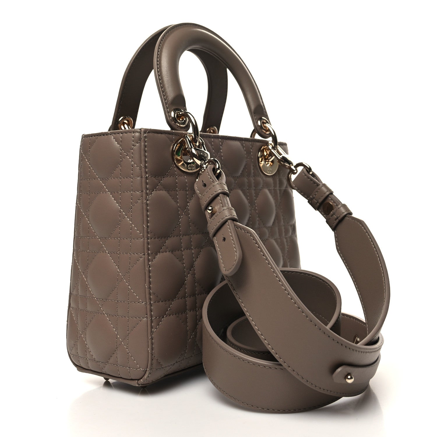 Christian Dior Lambskin Cannage Small My ABCDior Lady Dior Warm Taupe 2 of 10