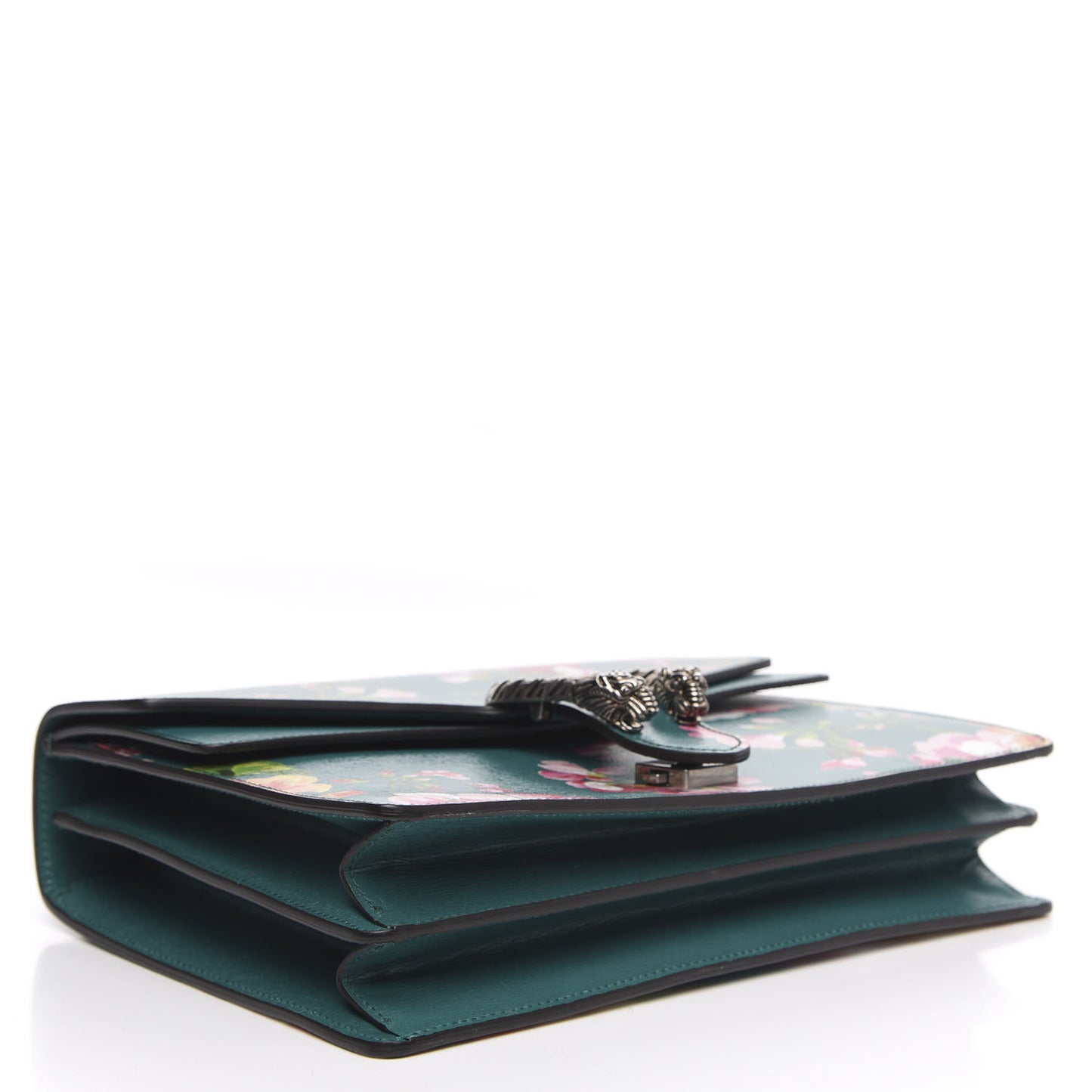 Calfskin Blooms Print Medium Dionysus Shoulder Bag Bright Emerald Multicolor