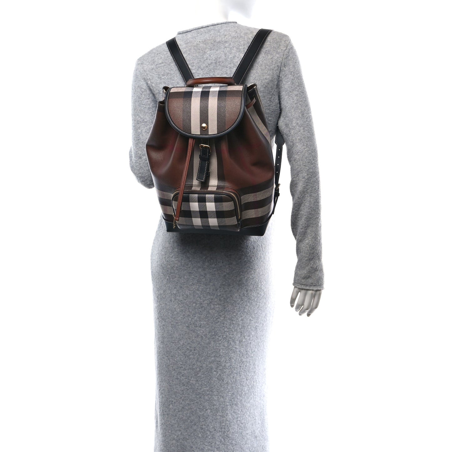 E-Canvas Check Backpack Dark Birch Brown