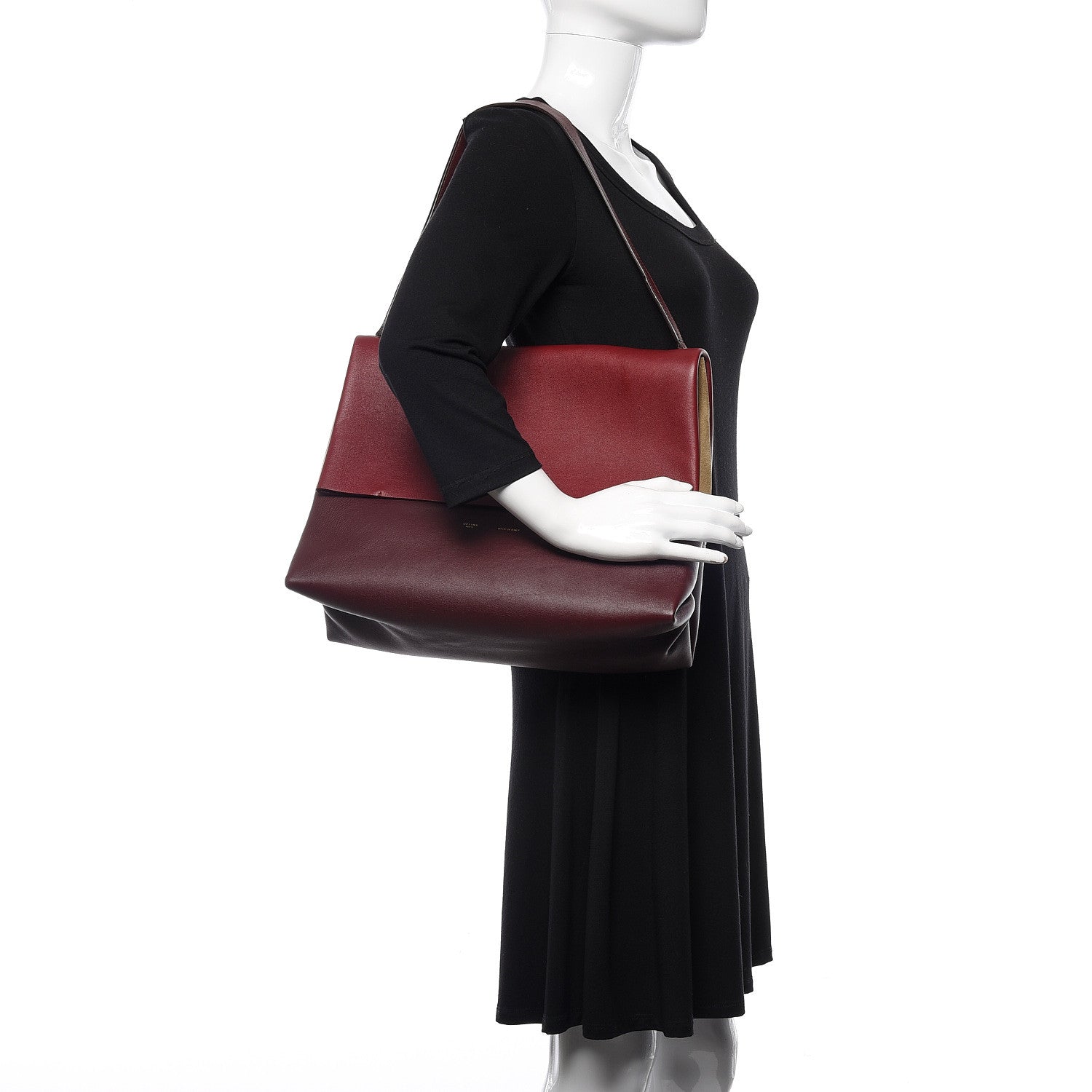 Celine Calfskin Suede All Soft Shoulder Bag Burgundy 2 of 8