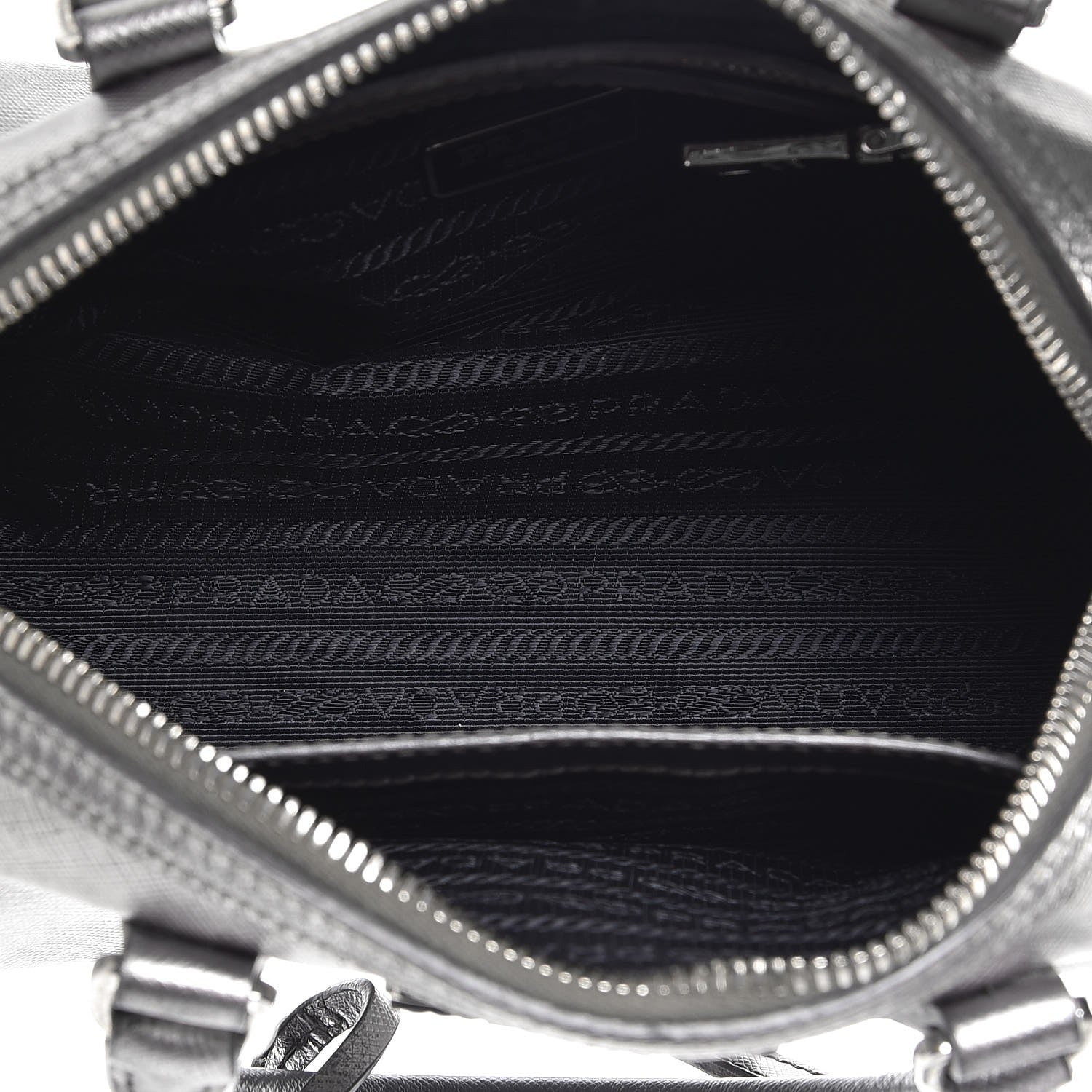 Prada Metallic Saffiano Lux Bowler Silver 6 of 15