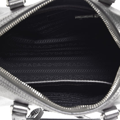 Prada Metallic Saffiano Lux Bowler Silver 6 of 15