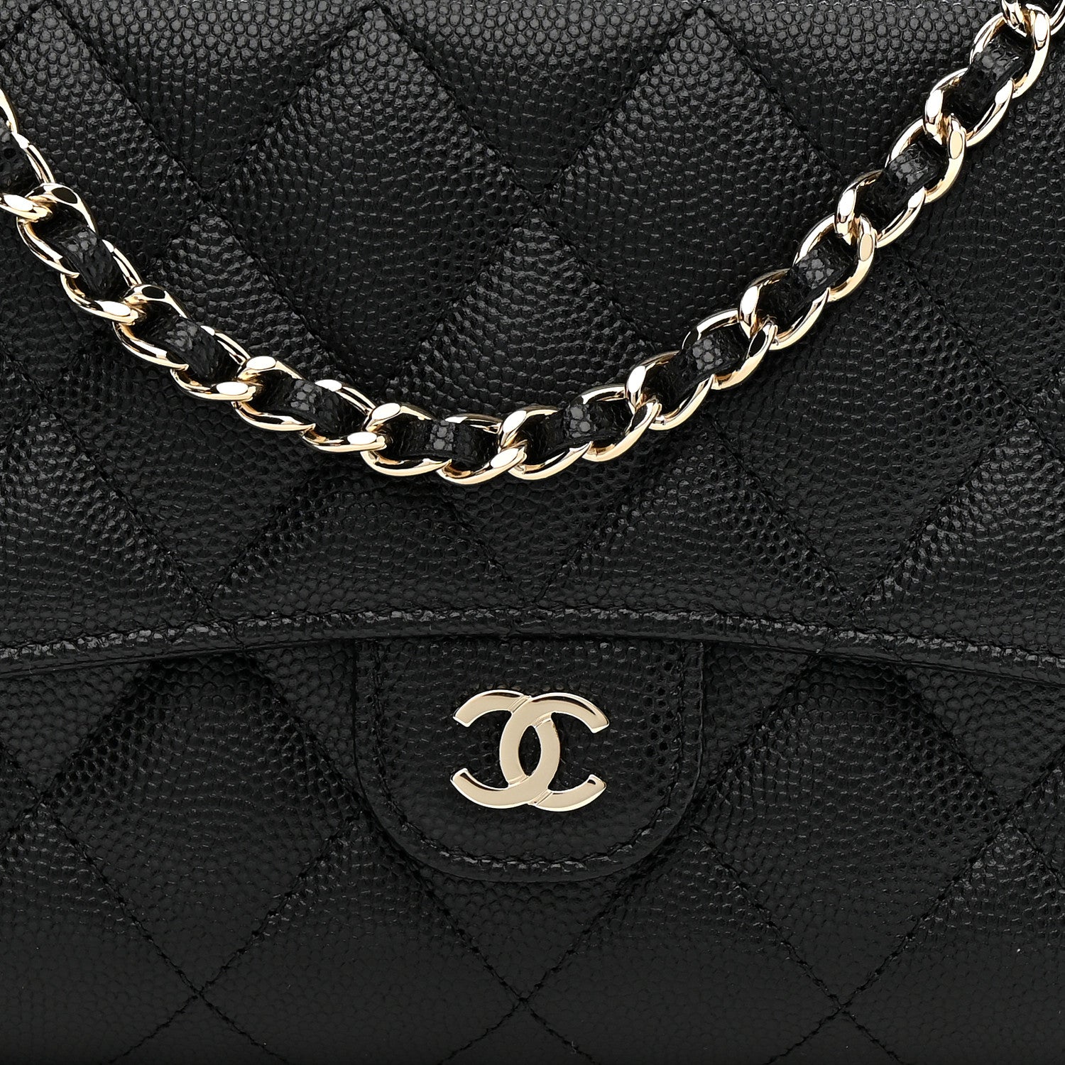 Chanel Caviar Quilted Phone Holder Wallet on Removable Chain Black 10 of 13