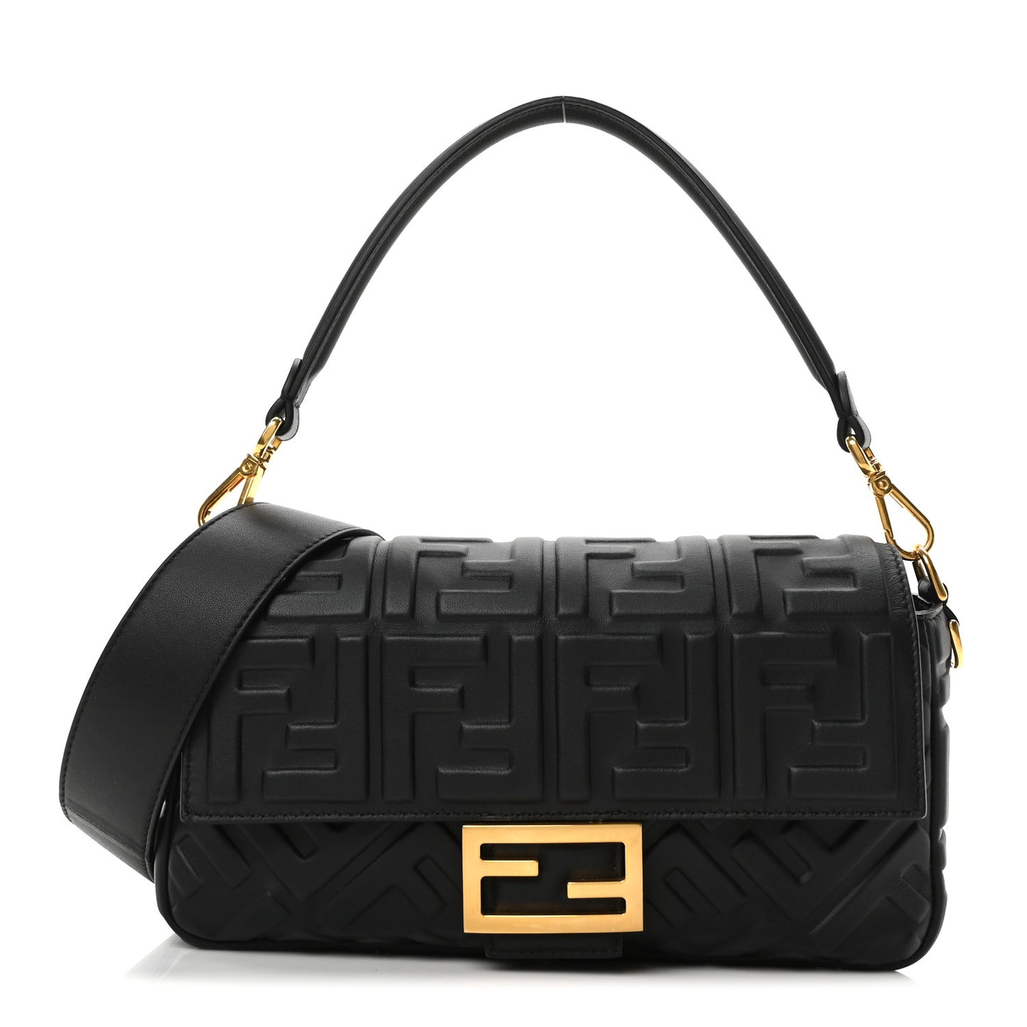 Nappa FF 1974 Embossed Baguette Black