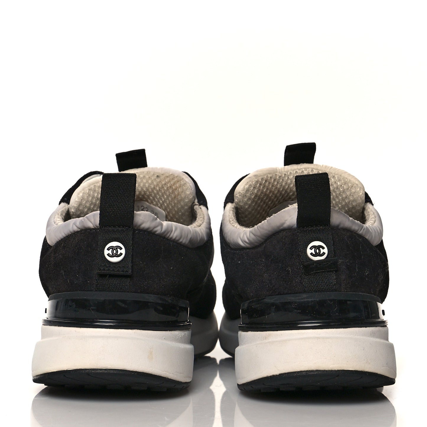 Nylon Suede Calfskin CC Sneakers 36 White Dark Grey