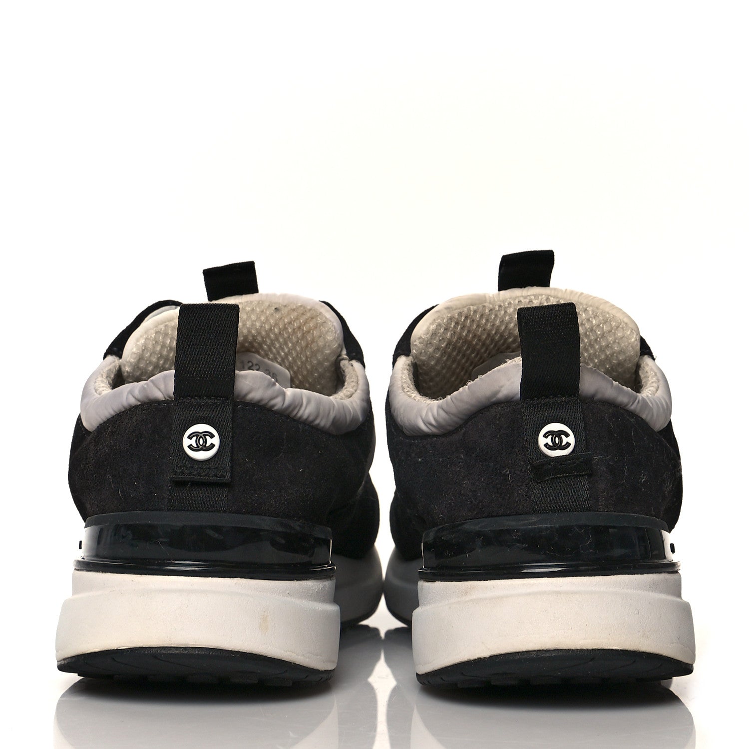 Chanel Nylon Suede Calfskin CC Sneakers 36 White Dark Grey 5 of 11