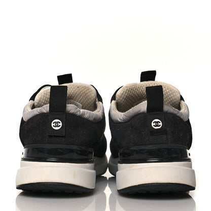 Chanel Nylon Suede Calfskin CC Sneakers 36 White Dark Grey 5 of 11