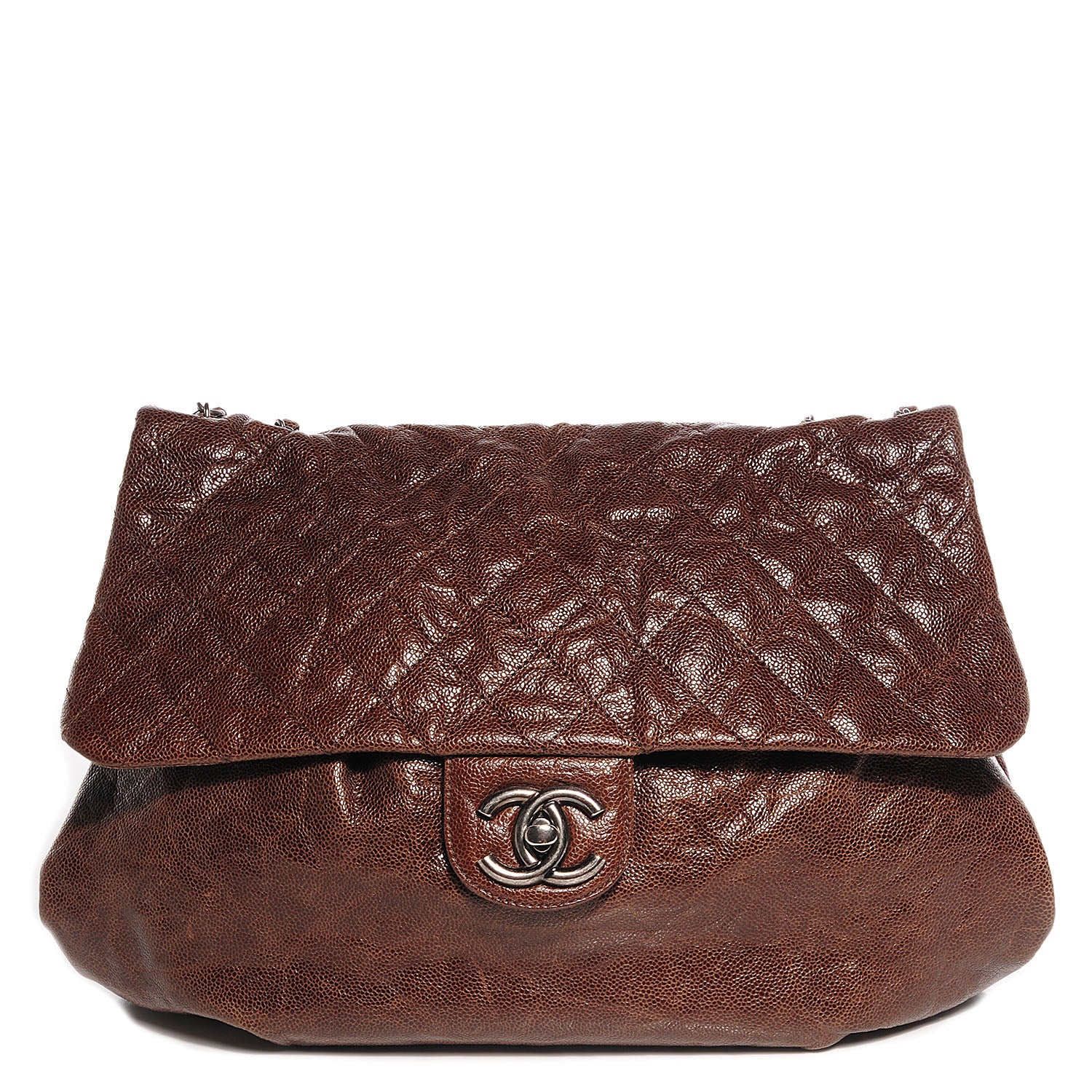 Chanel Grained Calfskin Quilted Maxi Elastic Flap Brown 1 of 8