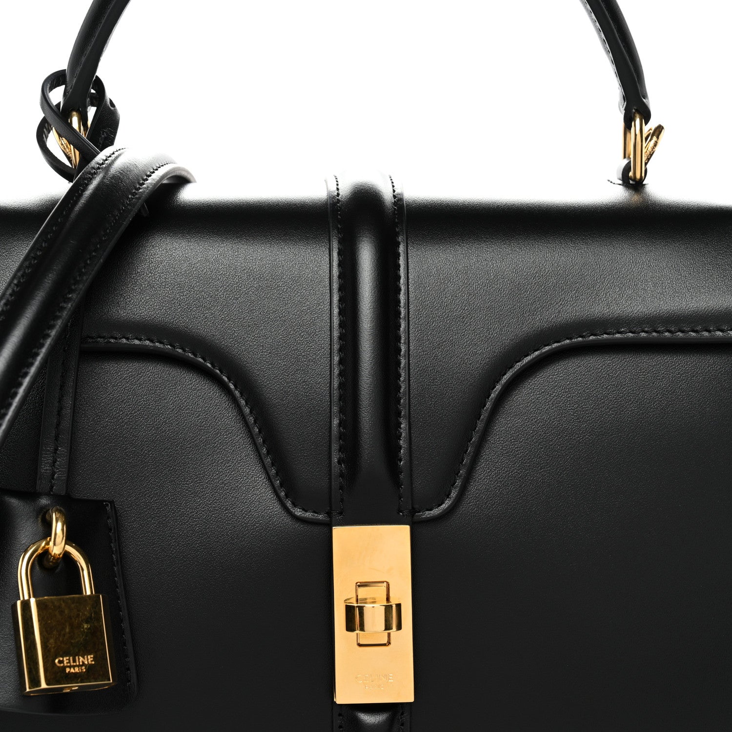 Celine Satinated Calfskin Small 16 Top Handle Bag Black 9 of 11