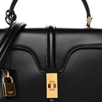 Celine Satinated Calfskin Small 16 Top Handle Bag Black 9 of 11