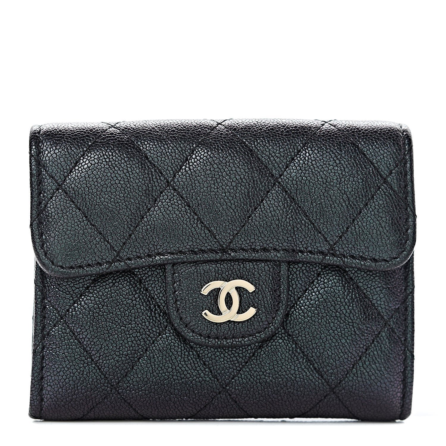 Chanel Iridescent Caviar Quilted Flap Card Holder Wallet Black 1 of 8