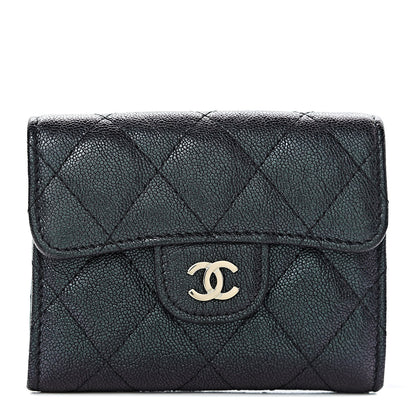 Chanel Iridescent Caviar Quilted Flap Card Holder Wallet Black 1 of 8