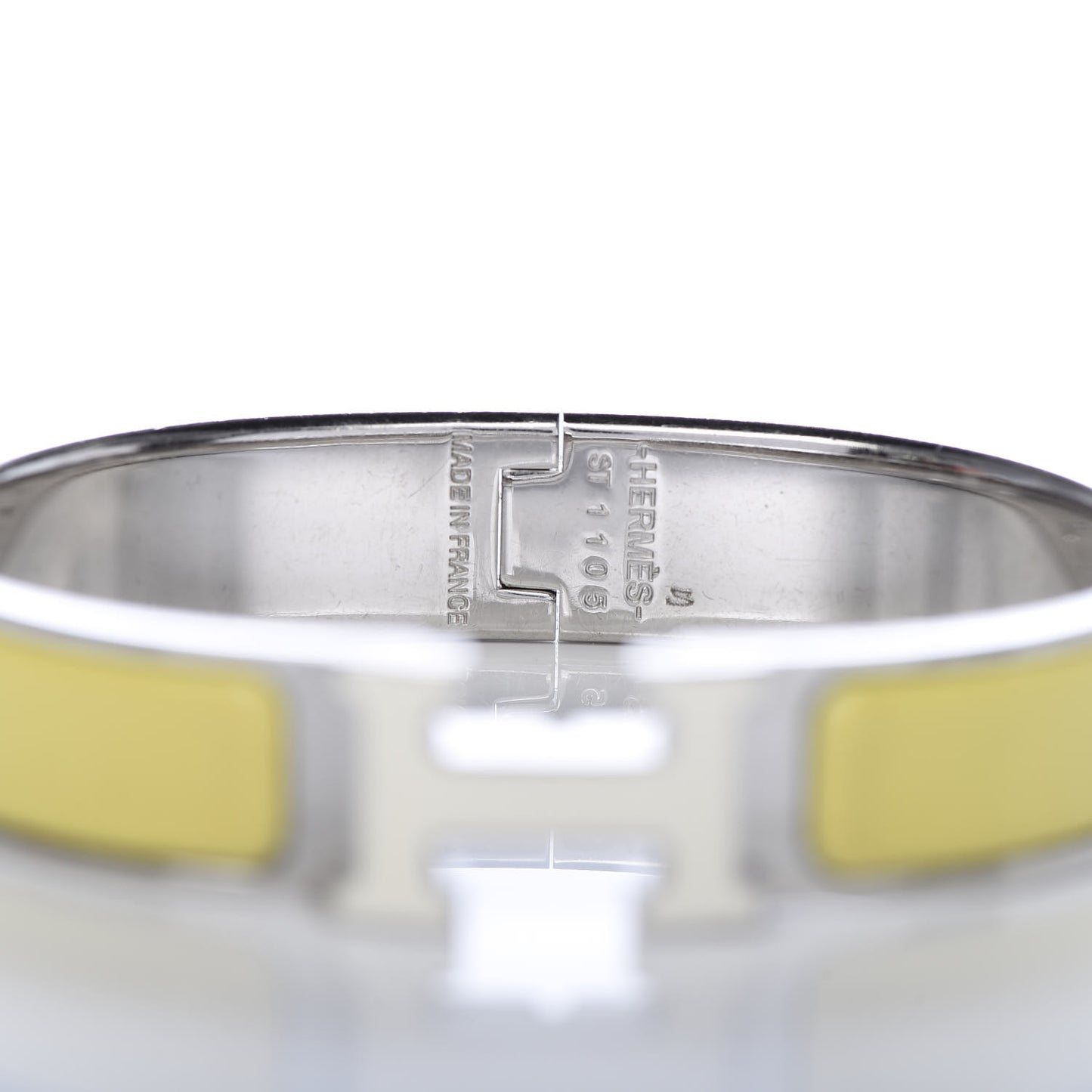 Enamel Narrow Clic Clac H Bracelet PM White Jaune Citron