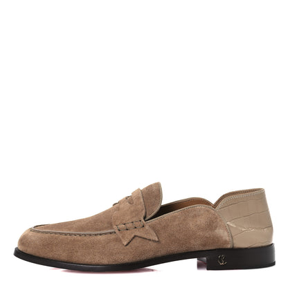 Christian Louboutin Crosta Alligator Embossed Mens Penny No Back Flat 42 Roca 1 of 11