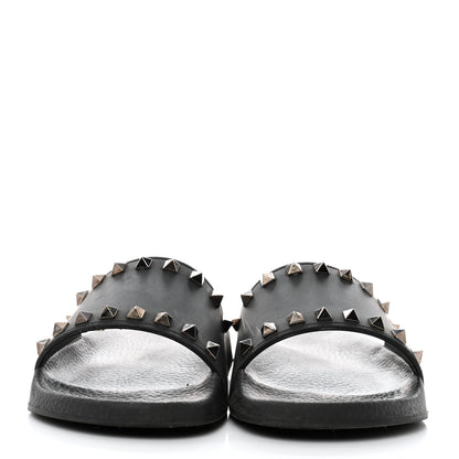 Valentino Garavani Rubber Rockstud Slide Sandals 37 Black 2 of 8