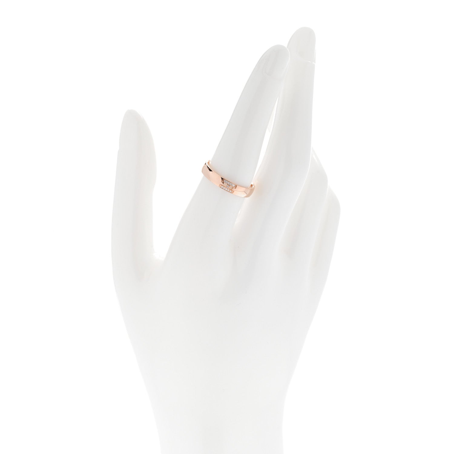 Hermes 18K Rose Gold Diamond Ever Herakles Wedding Band Ring 55 7.25 2 of 5