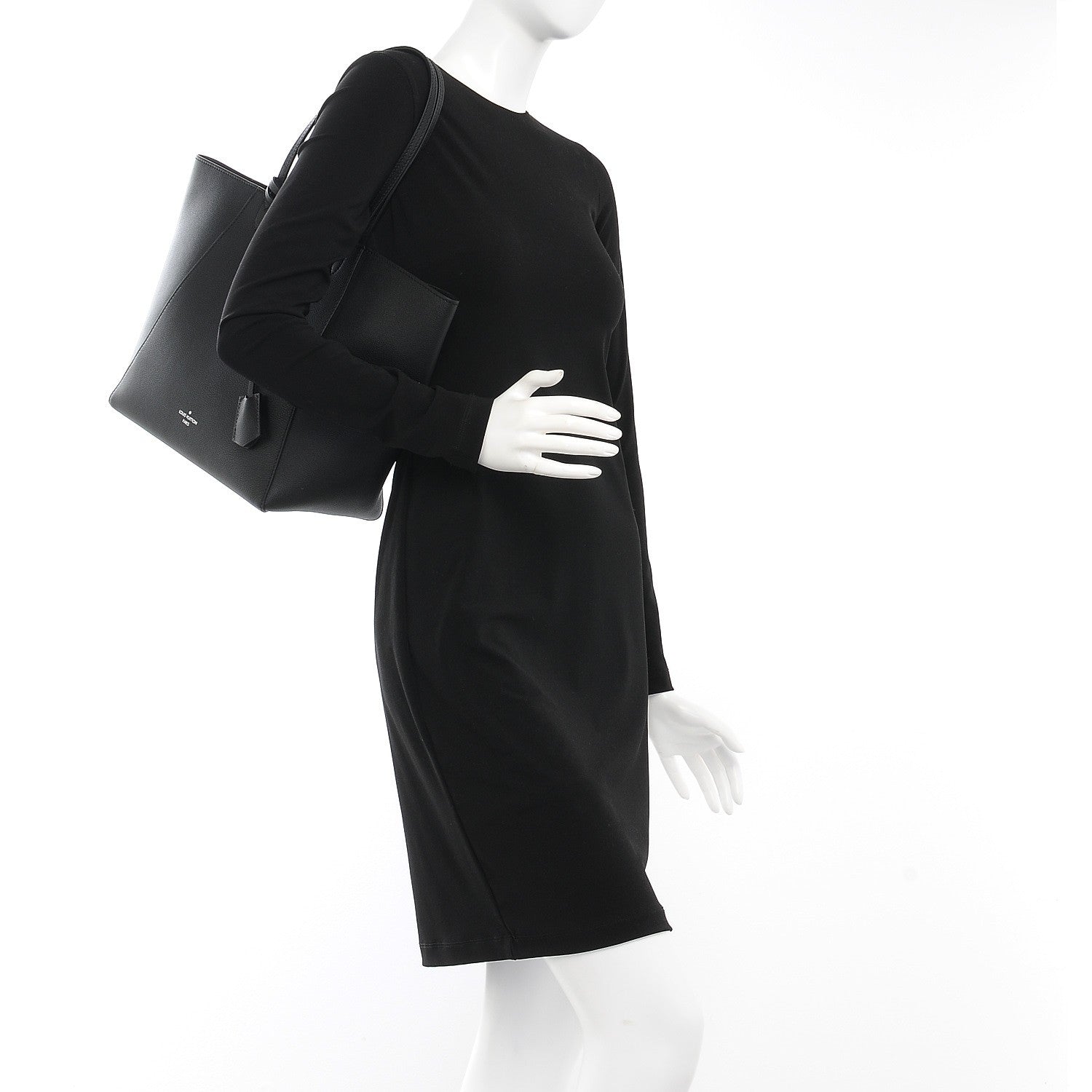 Louis Vuitton Calfskin Lockme Cabas Black 2 of 7
