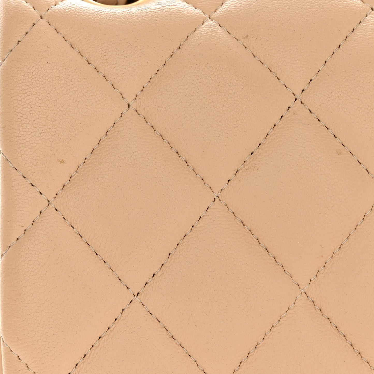 Lambskin Quilted Jumbo Double Flap Beige