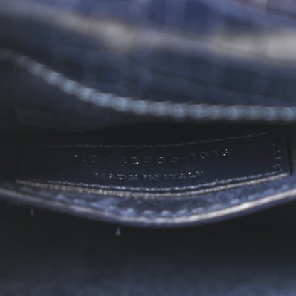 Saint Laurent Calfskin Crocodile Embossed Medium Monogram Sunset Navy 6 of 9