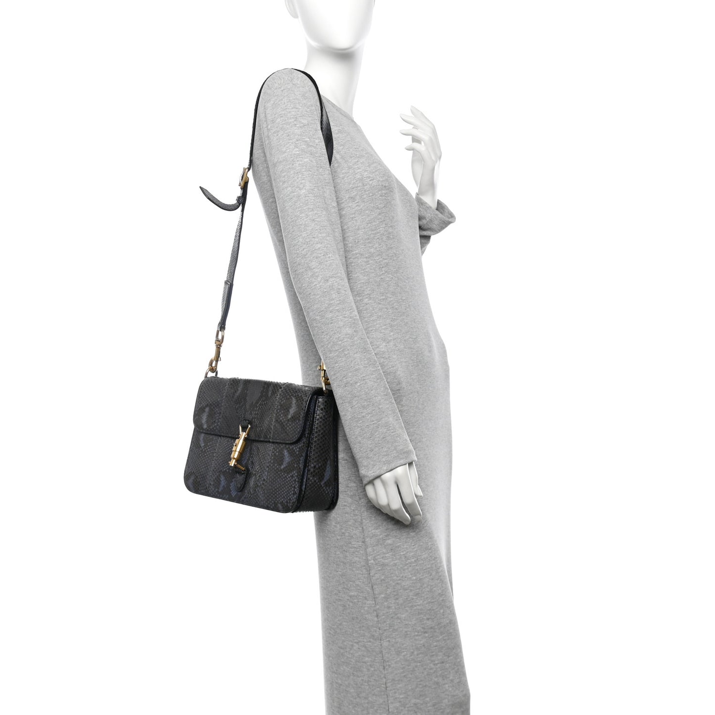 Snakeskin Small Jackie Shoulder Bag Blue