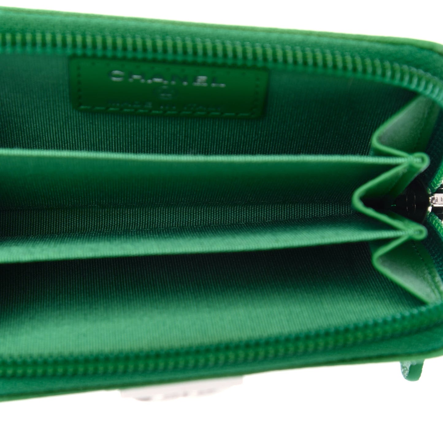 Caviar Quilted Boy Zip Around Coin Purse Wallet Green
