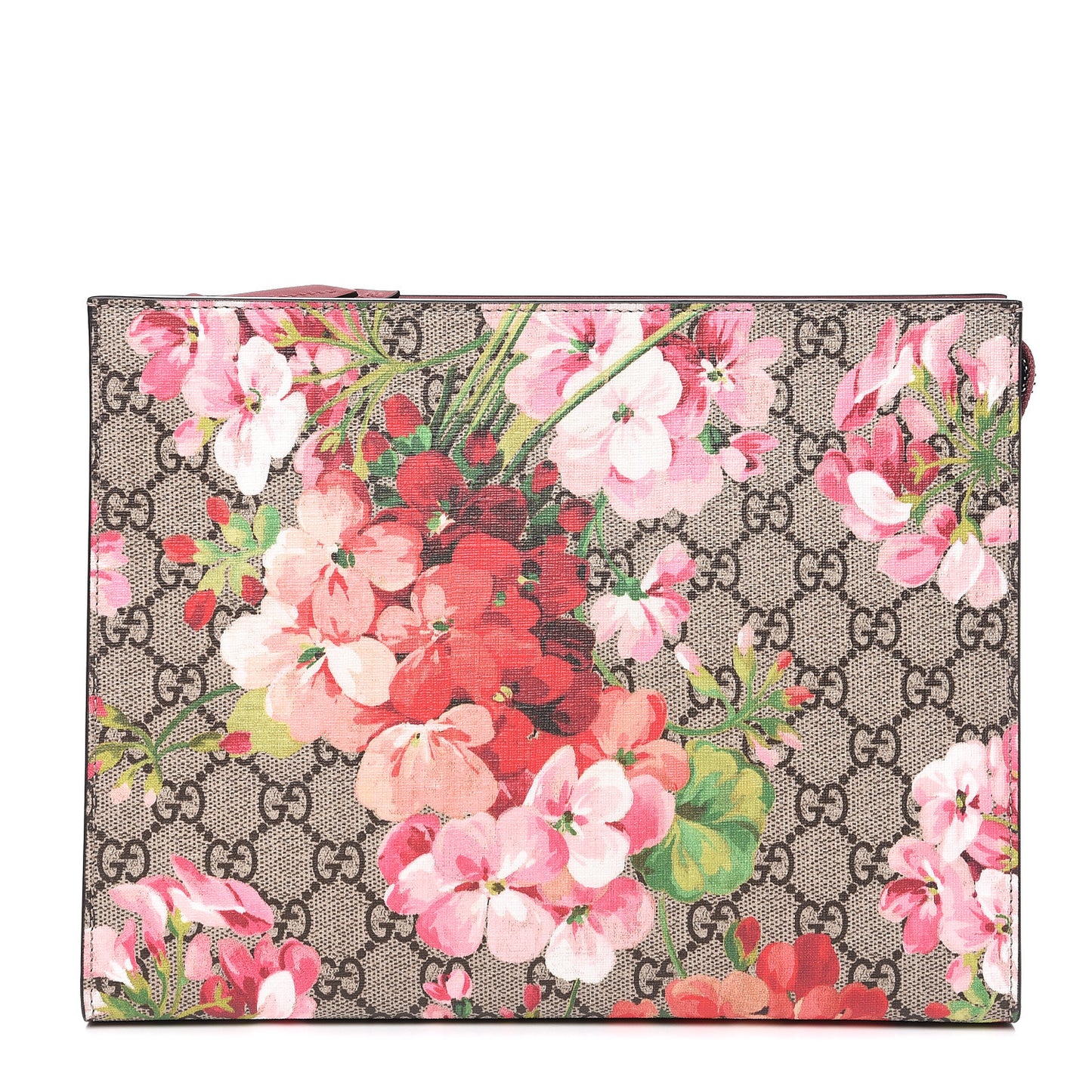 GG Supreme Monogram Blooms Large Cosmetic Case Beige Multicolor Dry Rose