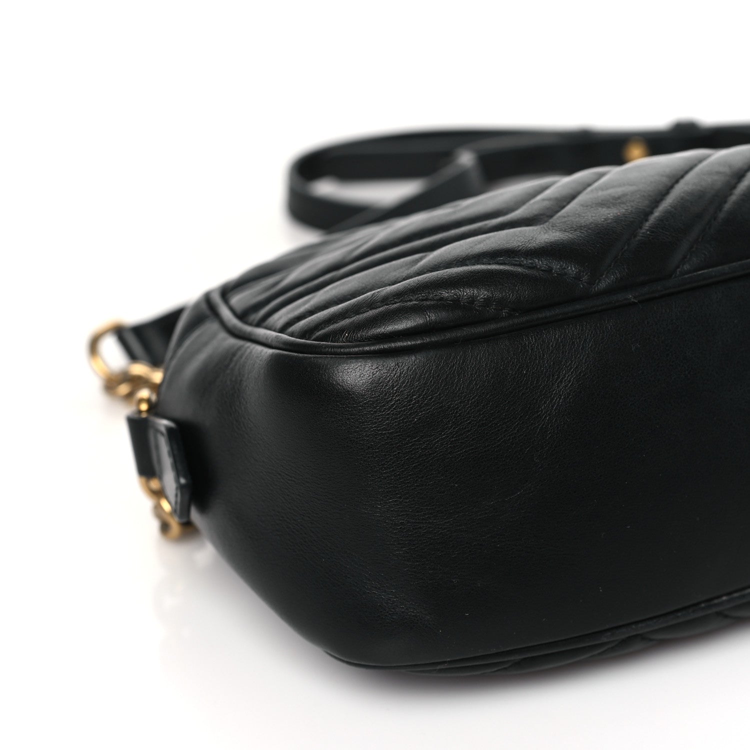 Gucci Calfskin Matelasse Small GG Marmont Chain Shoulder Bag Black 8 of 9