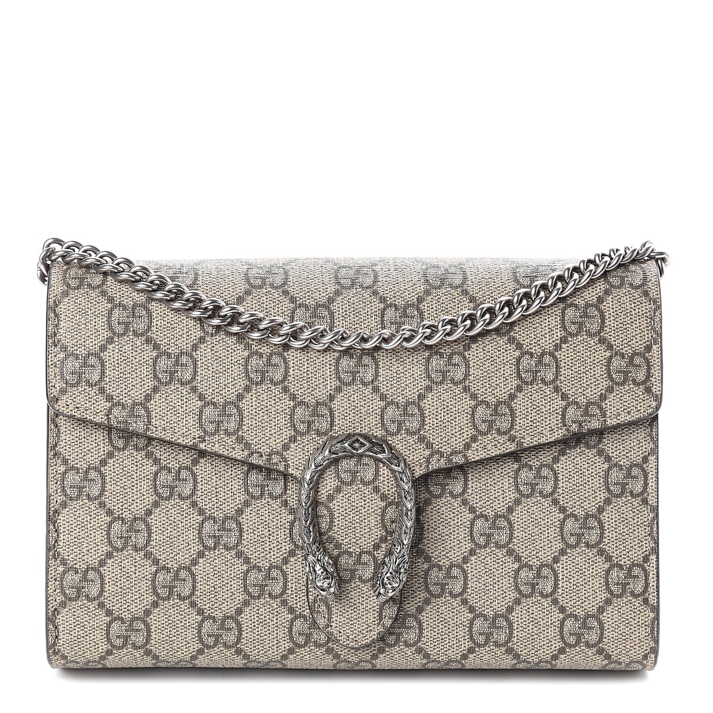 GG Supreme Monogram Mini Dionysus Chain Wallet Beige Taupe