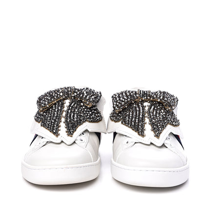 Gucci Calfskin Ayers Web Womens Ace Bow Lace Sneakers 35.5 White 2 of 10