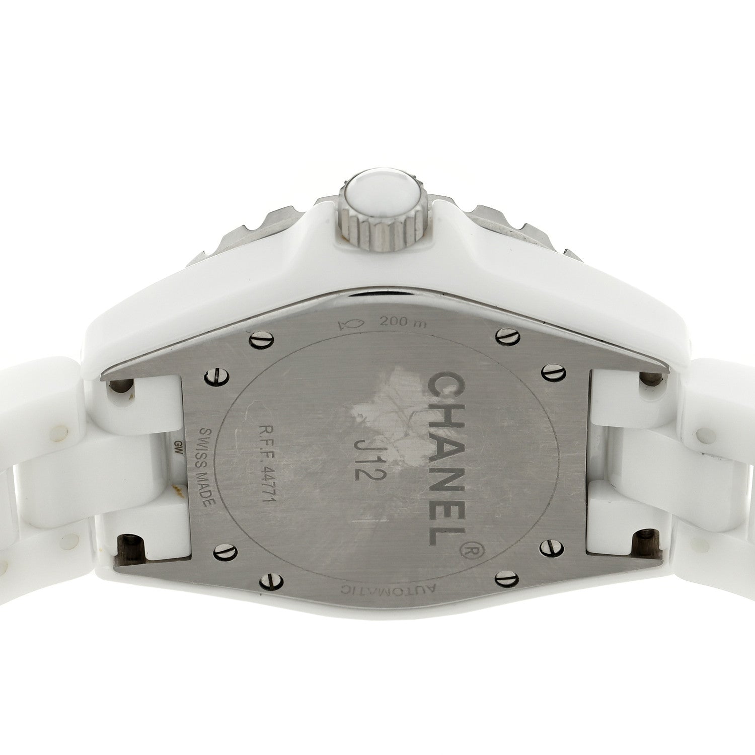 Chanel Stainless Steel Ceramic Diamond 38mm J12 Automatic Watch White 4 of 5