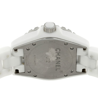 Chanel Stainless Steel Ceramic Diamond 38mm J12 Automatic Watch White 4 of 5
