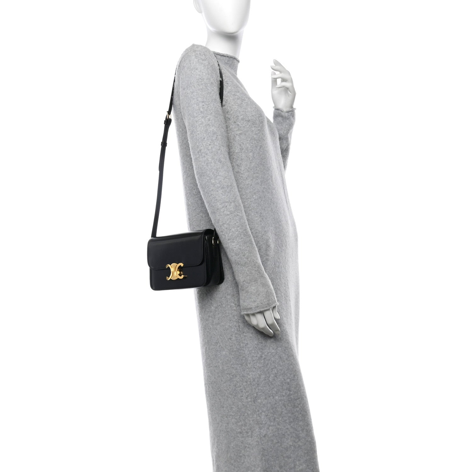 Celine Shiny Calfskin Teen Triomphe Black 2 of 10