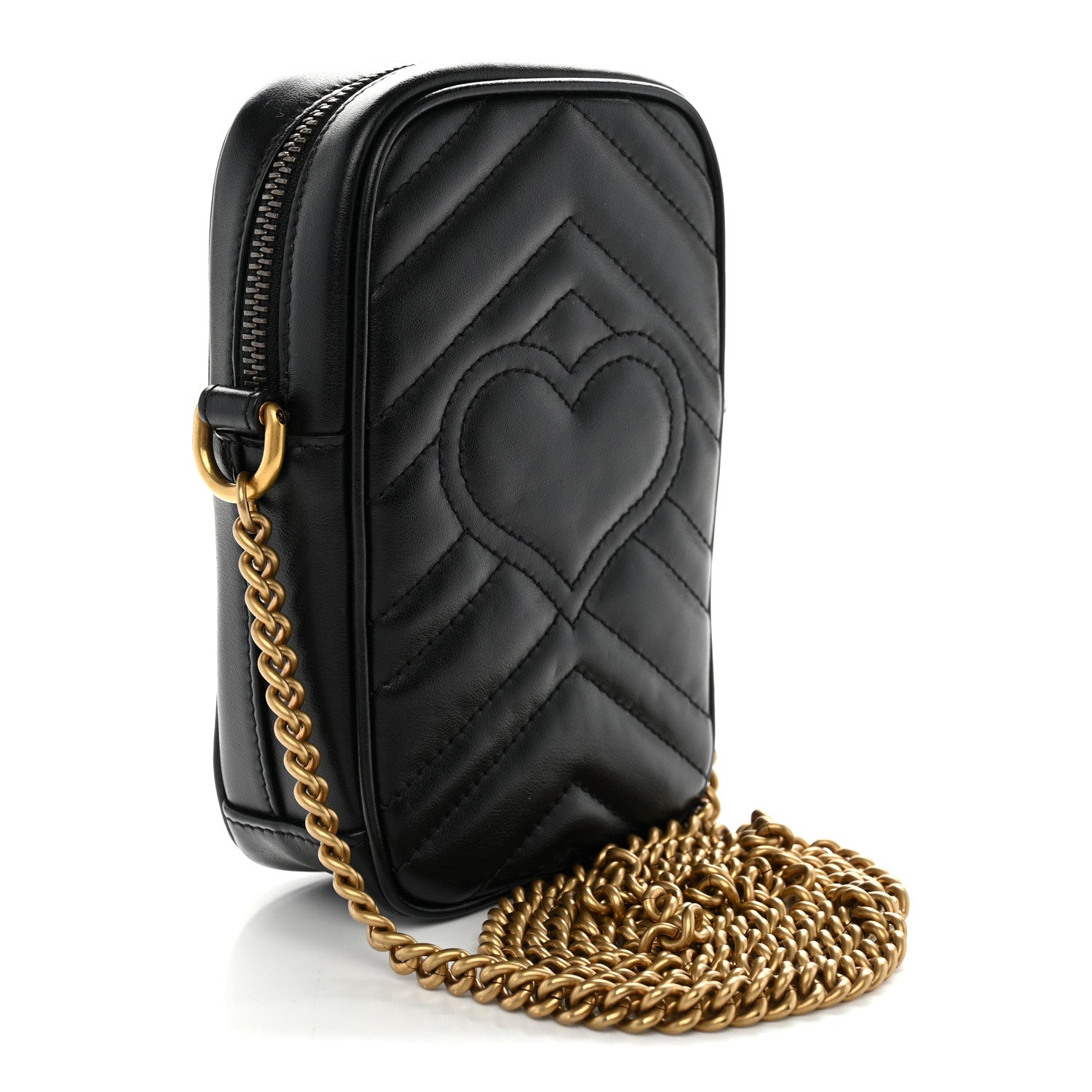 Gucci Calfskin Matelasse Mini GG Marmont Crossbody Bag Black 3 of 11