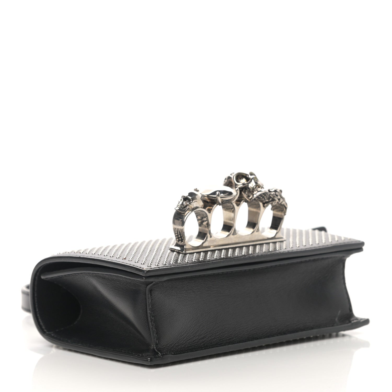 Alexander McQueen Calfskin Studded Jeweled Satchel Black 4 of 18
